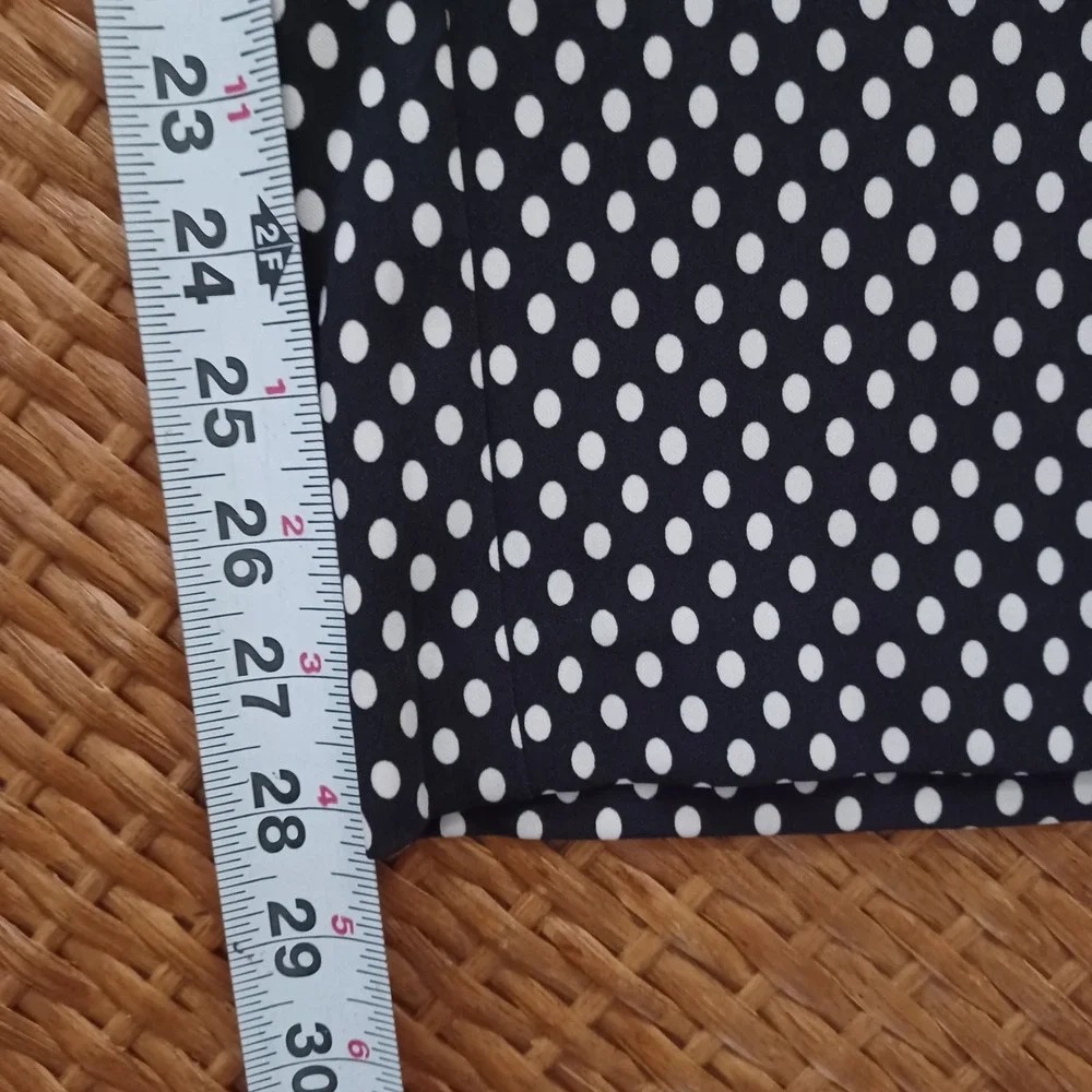 Talbots Womens Black White Polka Dot‎ Wide Leg Stretch Trouser Pants Size S